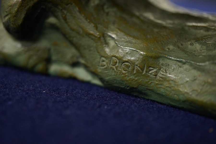 A French bronze bird group, signed CHATIL, 36cm wide